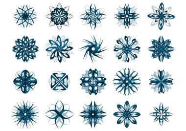 farklı renklerde kar taneleri simgeleri seti