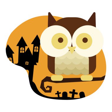 Siyah arka planı olan bir ağaçtaki sevimli baykuş.