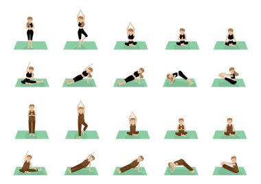 Yoga pozları. vektör illüstrasyonu