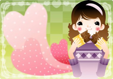 Bir kızın çizgi film karakterinin vektör çizimi