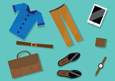 Düz biçimli giysi ve aksesuar simgeleri