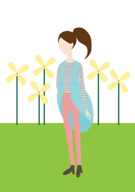 Bir buket çiçekli kız