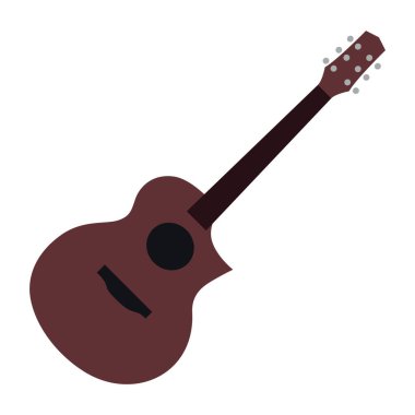 Beyaz arkaplanda karikatür tarzında bir gitar simgesi izole edildi. müzik enstrümanı vektör illüstrasyonu