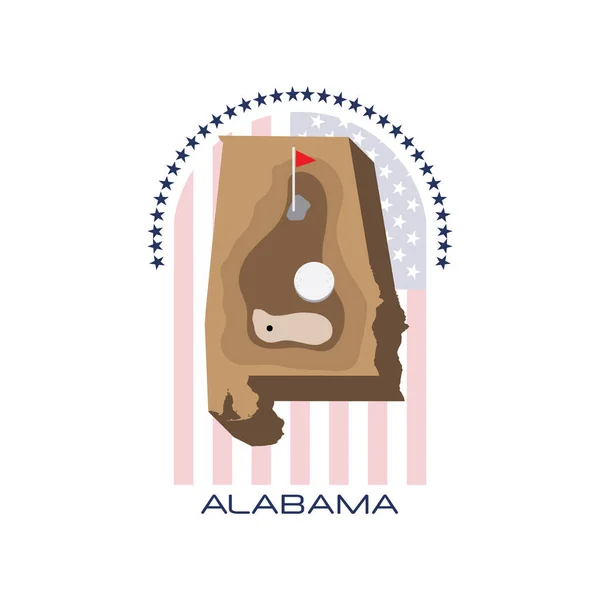 Vetor Ícone Alabama Com Bandeira Cidade América —  Vetores de Stock
