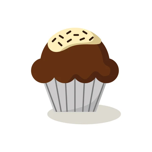 白色背景上的扁平的美味蛋糕图标 咖啡店标志 — 图库矢量图片