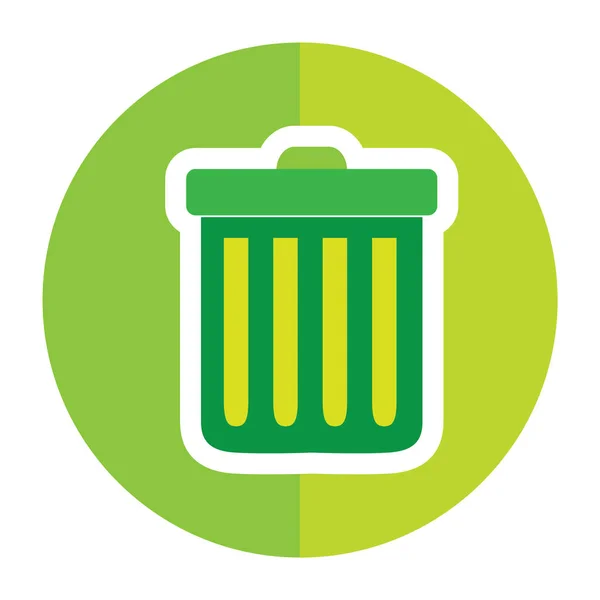 Trash Bin Icon Flat Color Style Vector Illustration — Stock Vector