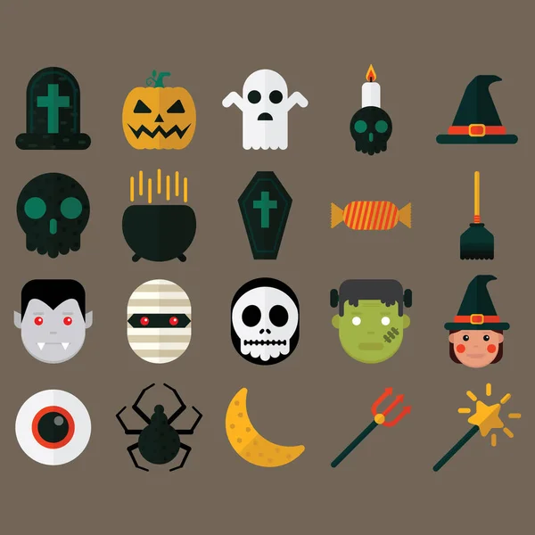 Halloween Plat Ontwerp Vector Illustratie — Stockvector