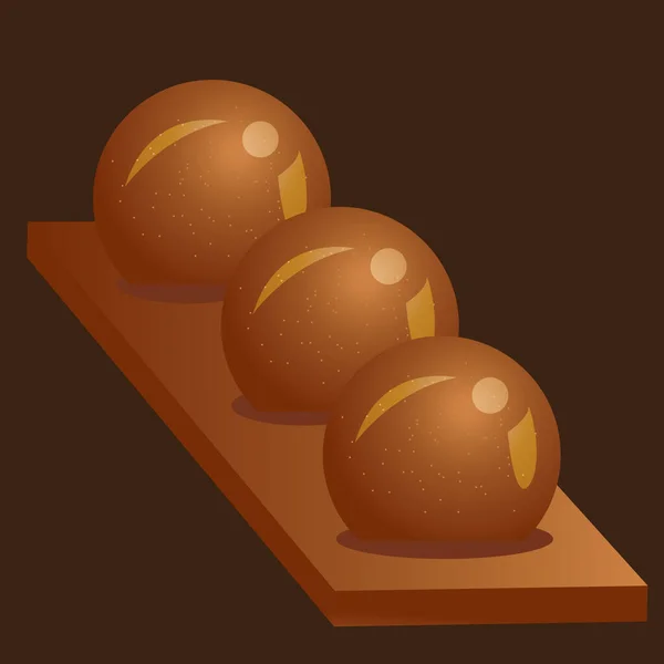 Illustration Vectorielle Une Boule Chocolat Sur Fond Sombre — Image vectorielle