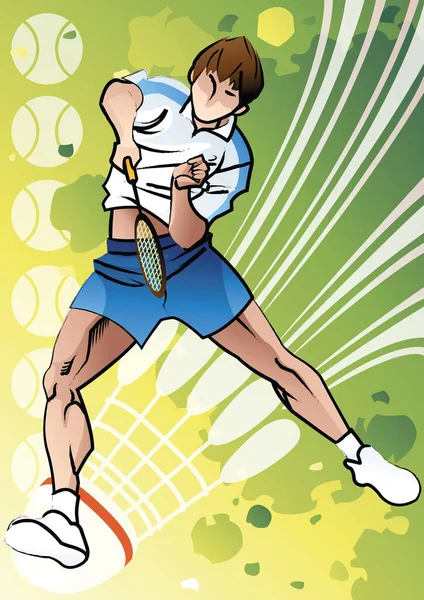 テニスをしている若い女性のベクトル図です — ストックベクタ