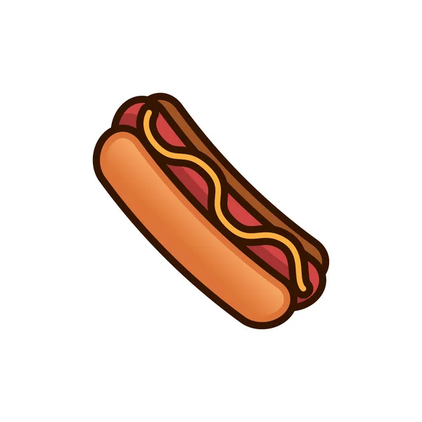 Vektor Hot Dog Ikon Elszigetelt Fehér Háttér — Stock Vector