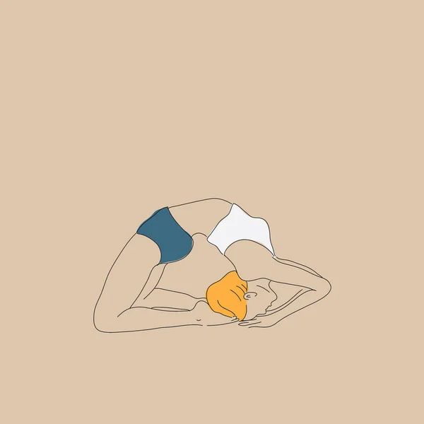 Ilustración Vectorial Una Mujer Haciendo Yoga — Vector de stock