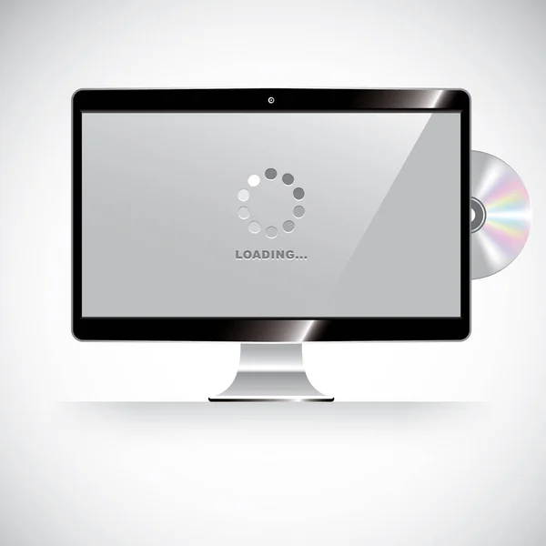 Monitor Ordenador Con Icono Pantalla Blanco — Archivo Imágenes Vectoriales