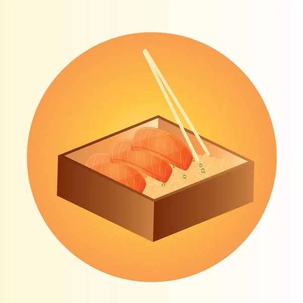 Rollo Sushi Con Palillos Salsa Soja — Vector de stock