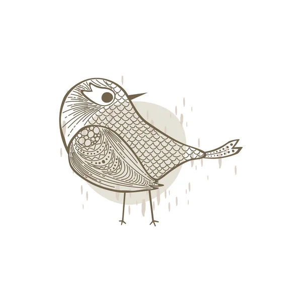 Ilustração Vetorial Desenhada Mão Pássaro — Vetor de Stock