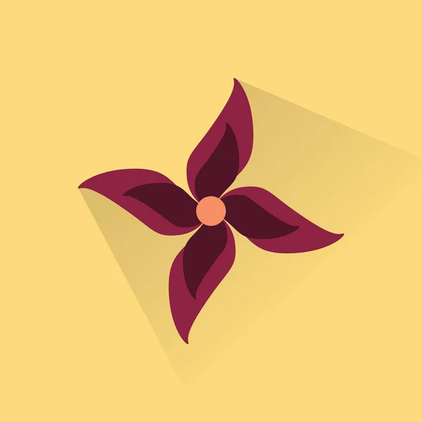 Icône Plate Avec Longue Fleur Ombre — Image vectorielle
