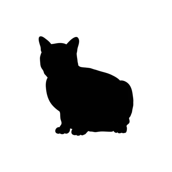 Černá Silueta Kočky Bílém Pozadí — Stockový vektor