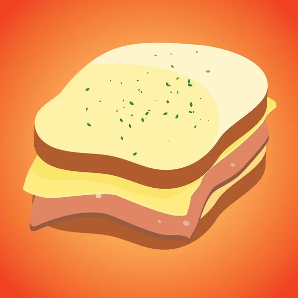 Illustration Vectorielle Sandwich Avec Morceau Fromage — Image vectorielle
