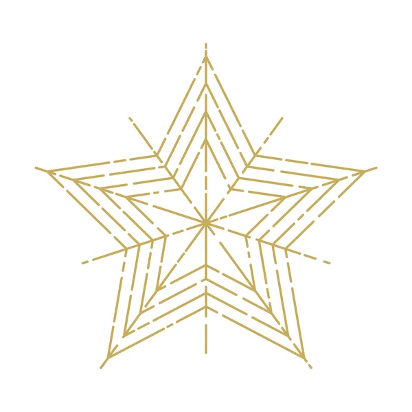 Golden Christmas Star Isolated White Background — Stock Vector