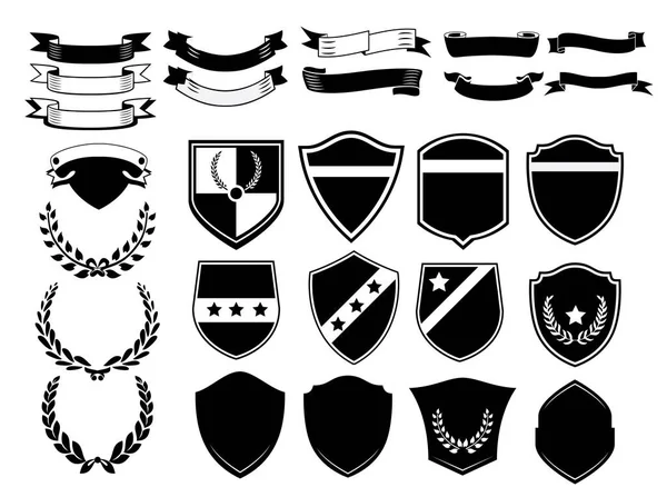 Conjunto Escudos Vetoriais Emblemas — Vetor de Stock