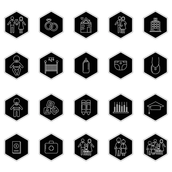 Ensemble Icônes Lignes Vectorielles Avec Des Formes Géométriques Abstraites — Image vectorielle