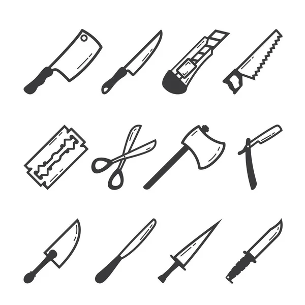 Vector Set Kitchen Knives Icons — Stock Vector