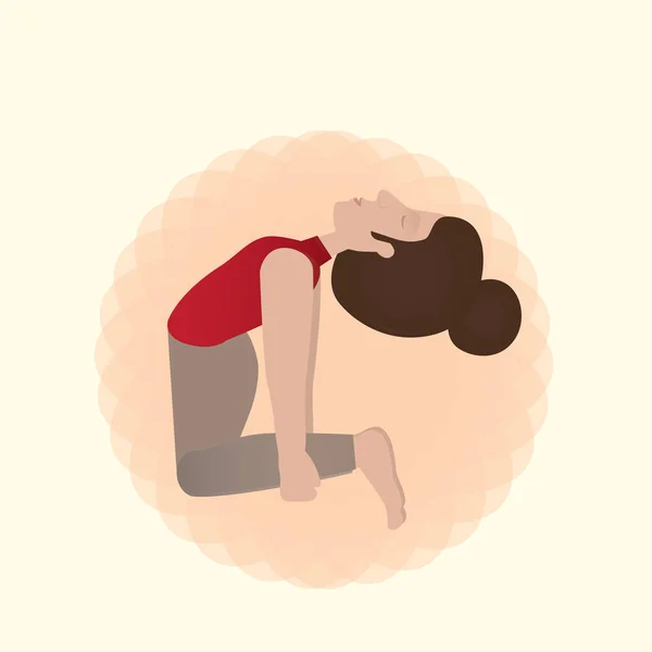 Girl Practicing Yoga Color Vecrtor Illustration — Stock Vector