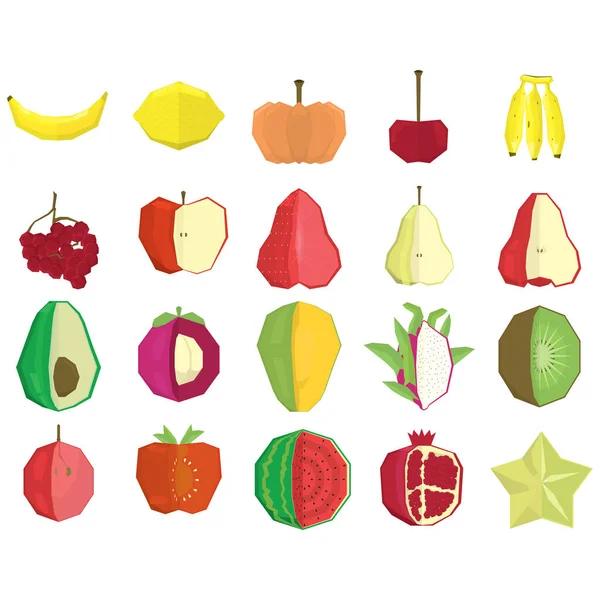 Set Fruits Vegetables Vector Illustration — Stock Vector
