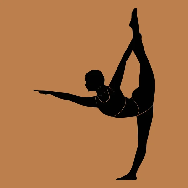 Silhouette Einer Frau Bei Yoga Übungen — Stockvektor
