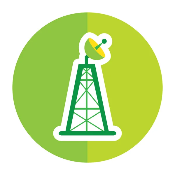 Иконка Нефтяной Вышки Плоской Окружности — стоковый вектор