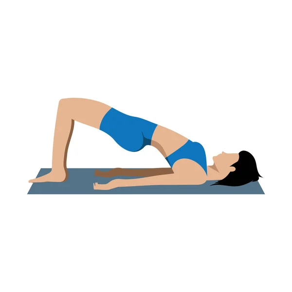 Mädchen Praktizieren Yoga Farbvektor Illustration — Stockvektor