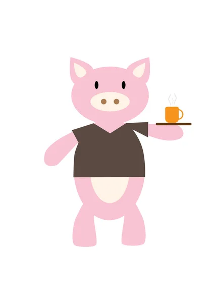 可爱的卡通猫和一杯咖啡 — 图库矢量图片