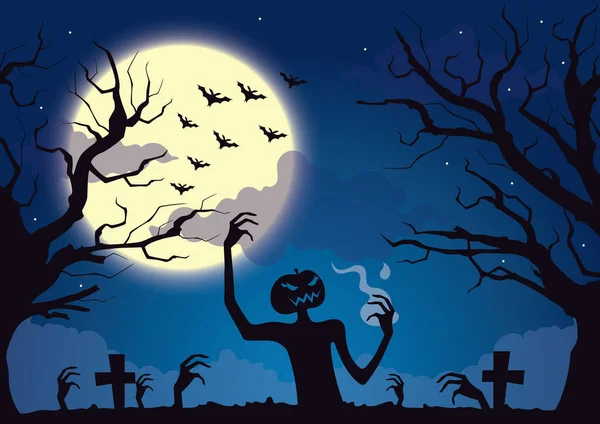 Korkunç Hayaletler Yarasalarla Cadılar Bayramı Arkaplanı — Stok Vektör