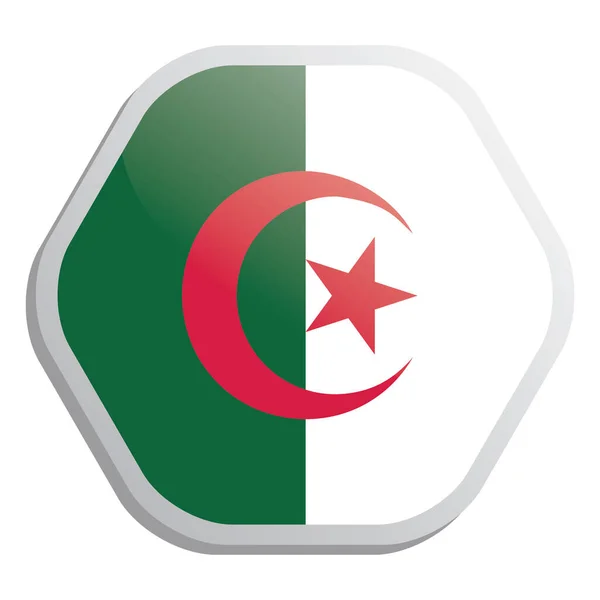 Vector Illustration Button Flag Algeria — 스톡 벡터