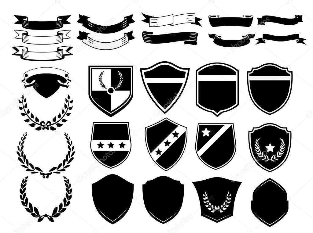 set of vector shields and badges