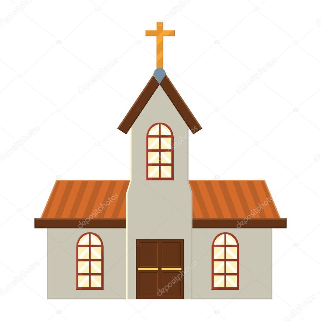 church icon in cartoon style isolated on white background. religion symbol vector illustration.