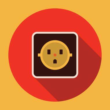 Sarı arka planda elektrik soketi simgesi. vektör illüstrasyonu