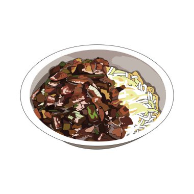 Bir tabak kızarmış mantarın vektör çizimi