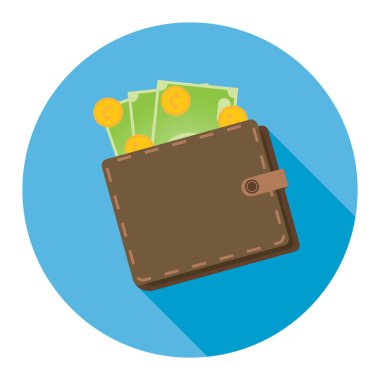 Para simgesi vektör illüstrasyon tasarımlı cüzdan