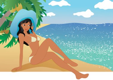 Bir kızın çizgi film karakterinin vektör çizimi