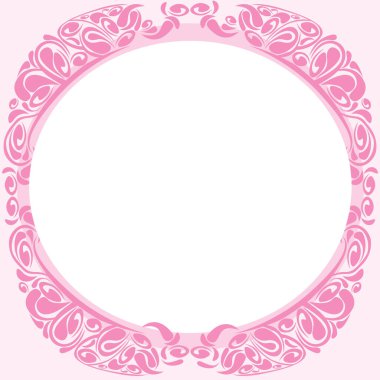 Güzel pembe ve beyaz yuvarlak çerçevenin vektör çizimi