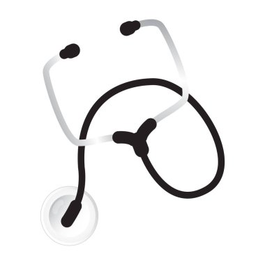 steteskop simgesi beyaz arkaplanda izole edilmiş siyah renkli. tıbbi sembol vektör illüstrasyonu