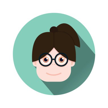 Kadın yüz simgesinin düz tasarım vektör illüstrasyonu