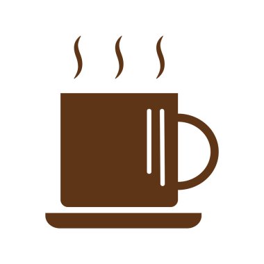 Kahve ikonlu bir fincan. Gölge tasarımlı beyaz arkaplan. vektör illüstrasyonu