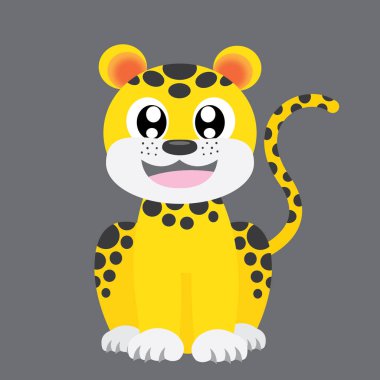 Gri arka planda sevimli çizgi film kaplanı