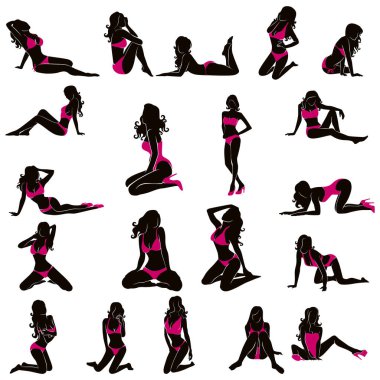Kadın siluetleri farklı pozlarda.