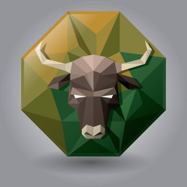 düşük poli boğa vektör simgesi