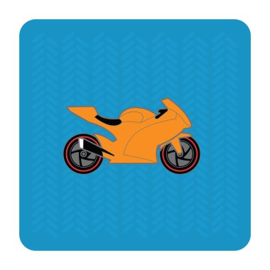 Mavi arkaplanda düz stil motosiklet ikonu var. spor sembolü çizimi