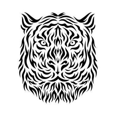 Aslan surat. Siyah ve beyaz biçiminde vektör illüstrasyonu.