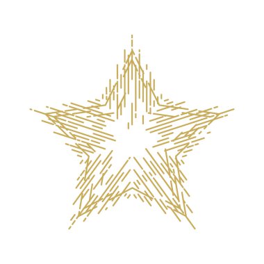 Beyaz arkaplanda izole edilmiş altın noel yıldızı