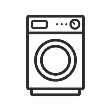 çamaşır makinesi simgesi, vektör illüstrasyonu